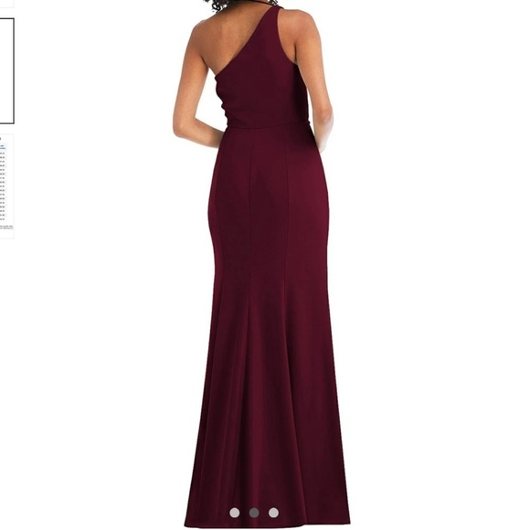 After Six One-Shoulder Draped Cowl-Neck Maxi Dress in Cabernet red NWT - Picture 2 of 8